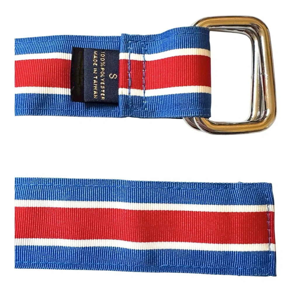 Brooks Brothers Classic Striped Ribbon Belt in Red, White and Blue, Men’s Small
